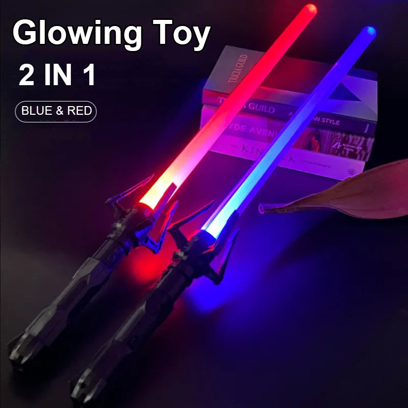 Laser Sword Red And Blue Double Sword Retractable 2 In 1