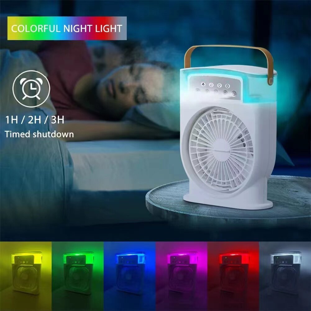 Chargeable Air Conditioner Cooling Fan With 5 Sprays 7 Colour Light